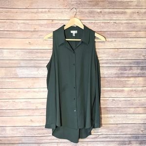 NWOT 14th & Union Teal Cold Shoulder Button Down